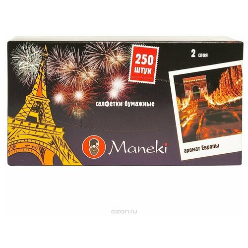 Maneki Салфетки бумажные Эйфелева башня, с ароматом Европы, 250 шт maneki салфетки бумажные dream с ароматом магнолии 2 слоя 250 шт