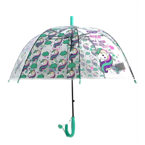 Зонт - трость прозрачный/ Детский зонтик от дождя GALAXY, полуавтомат, складной, арт. С-520, 