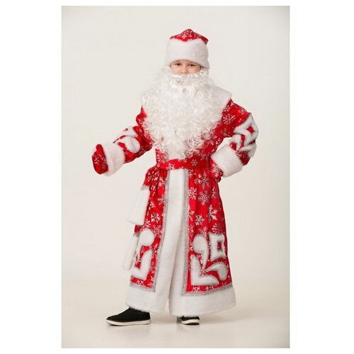 карнавальный костюм дед мороз пальто с узором шапка рукавицы р 32 рост 128 см Карнавальный костюм «Дед Мороз», пальто с узором, шапка, рукавицы, борода, р. 34, рост 140 см