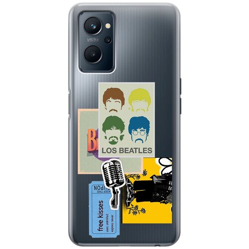 Силиконовый чехол на Realme 9i, Рилми 9и с 3D принтом Beatles Stickers прозрачный силиконовый чехол на realme 9i рилми 9и с 3d принтом gucci stickers прозрачный