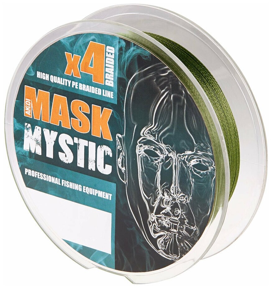 Плетёный шнур AKKOI Mask Mystic X4 (тёмно-зелёный размотка 100 м диаметр 016 1 )