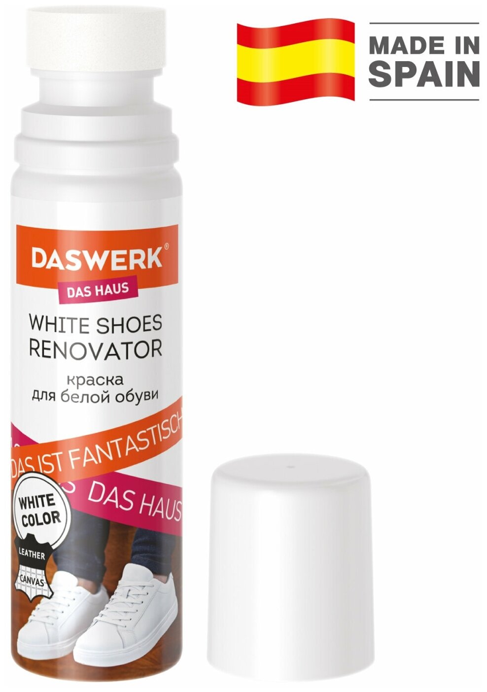 фото Краска для белой обуви Daswerk, 75мл, губка, 3шт. (607623)