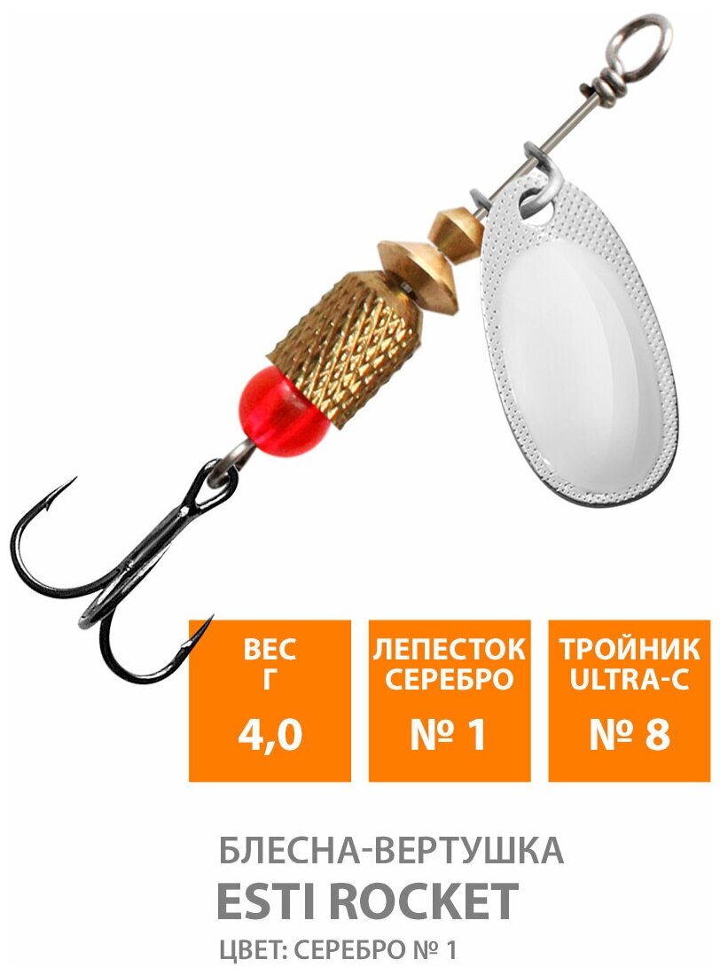 Блесна-вертушка AQUA ESTI ROCKET-2 60g серебро