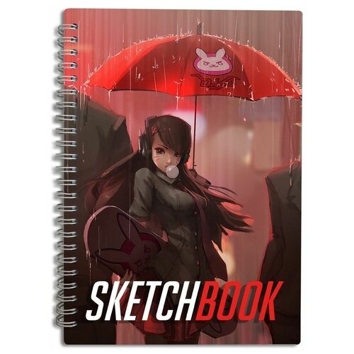 Скетчбук A5 50 листов с деревянной обложкой игры overwatch - 1066