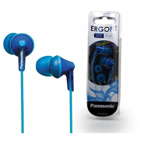Наушники Panasonic RP-HJE125E-R внутриканальные 10-24000 Гц 35 провод 11 м синие 249200₽