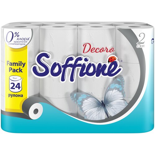 Туалетная бумага Soffione Family pack 2 слоя 24 рулонов SOFFIONE 5926570 ., белый, Туалетная бумага и полотенца  - купить со скидкой