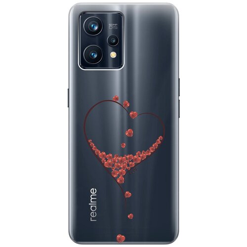 Силиконовый чехол на Realme 9 Pro+, Рилми 9 Про+ с 3D принтом Little hearts прозрачный силиконовый чехол на realme 9 pro рилми 9 про с 3d принтом flying hearts прозрачный