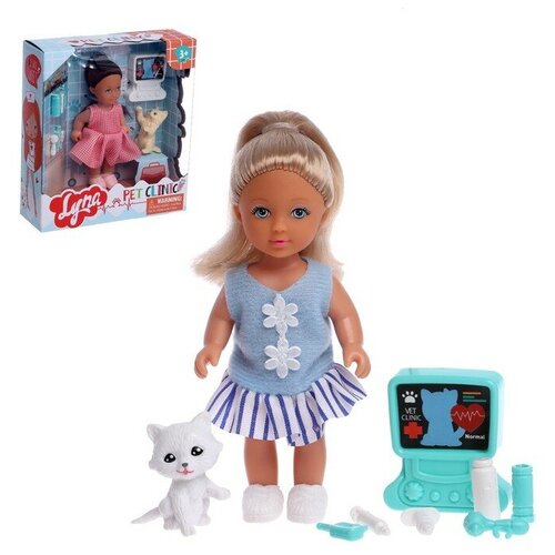 Кукла малышка Lyna с питомцем и аксессуарами, микс