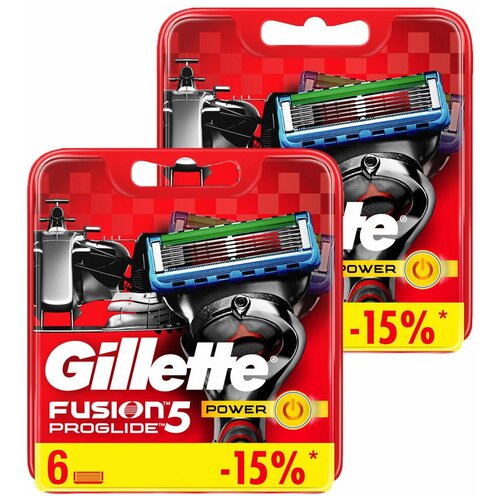 сменные кассеты для бритья gillette fusion5 proglide power 6 6 12 шт Сменные кассеты Gillette Fusion5 ProGlide Power, 6 шт., 2 уп.