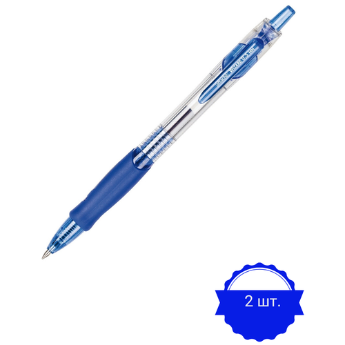 Ручка гелевая автоматическая Attache Wizard, синий,0,5мм, резиновая Манжетка 2 штуки