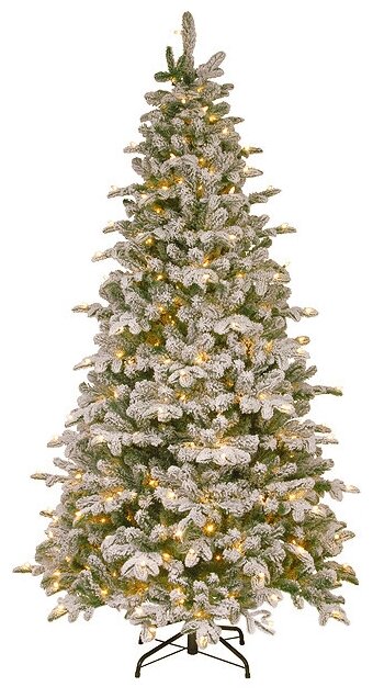 National Tree Company Искусственная елка с огоньками Эверест заснеженная 183 см, 300 теплых белых ламп, литая + ПВХ 31HSEVER60L
