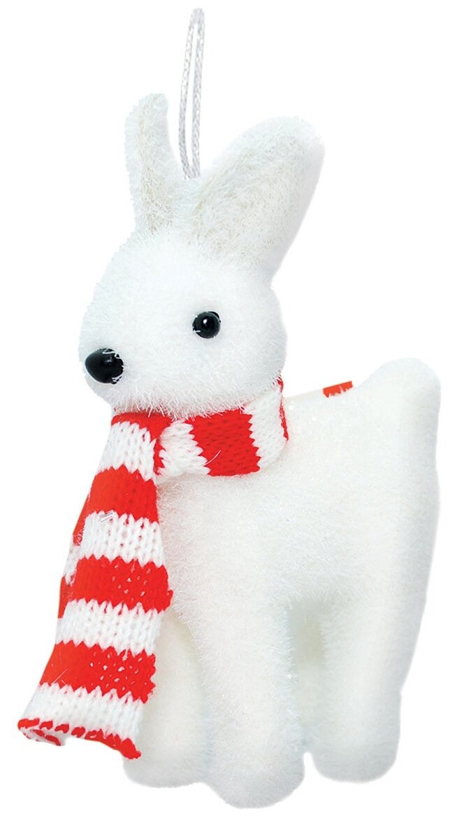 Елочная игрушка B&H Олень с шарфом маленький, BH1255, белый, 13 см, 1 шт.