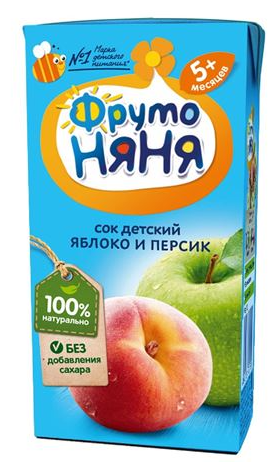 Мультипак фрутоняня "Сок яблоко-персик" 0,2л (4 штуки в упаковке) - фотография № 4