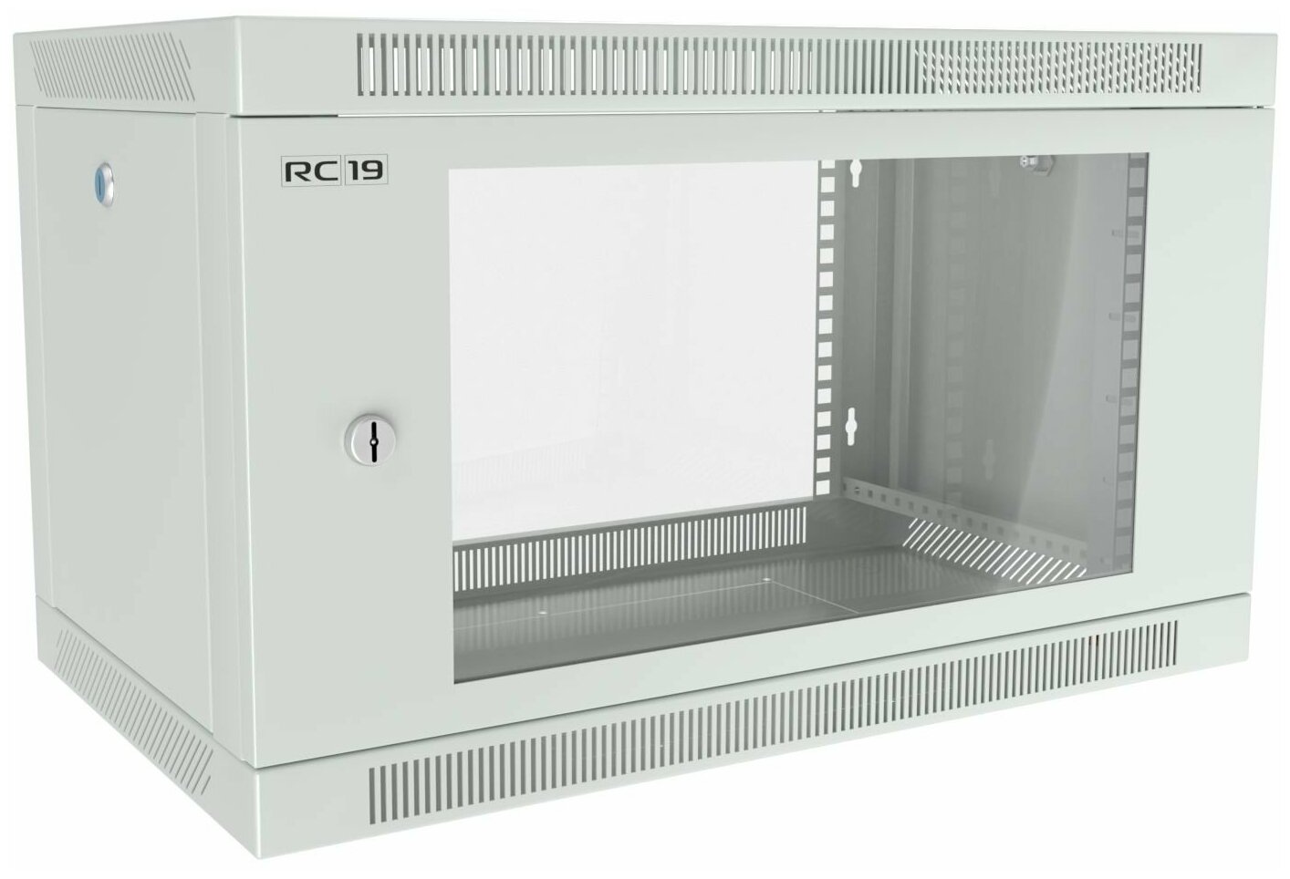 ШРН-Э-6.35 G Шкаф телекоммуникационный настенный 19" 6U разборный 600х350 мм дверь стекло цвет серый RAL 7035