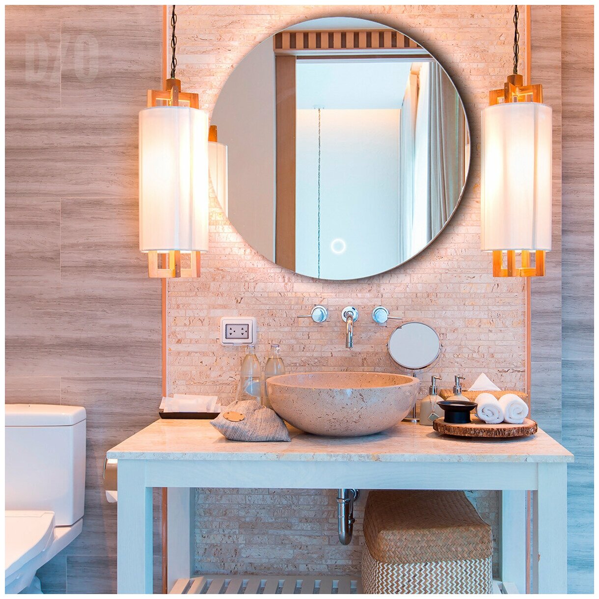 Круглое зеркало для ванной с подсветкой 3в1 80см - фотография № 5