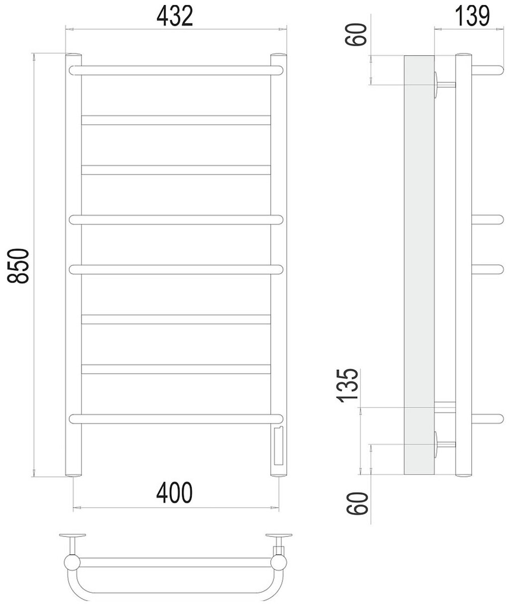 П/сушитель электр. Евромикс П8, 400*850мм, Terminus (Россия), арт ЕвромиксЭП8-400850 - фотография № 9