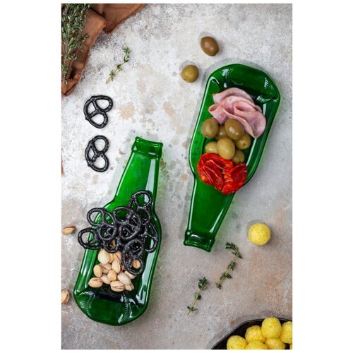 Тарелка-бутылка маленькая Менажница сервировочная для подачи закусок, сыра, орехов или фруктов.