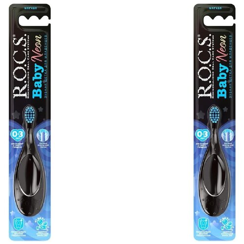 Купить R.O.C.S. Зубная щётка для детей BABY NEON от 0 до 3 лет мягкая, 2 шт, Зубные щетки