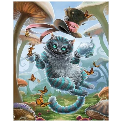 Картина по номерам чеширский кот на подрамнике 40х50см животные фэнтэзи для детей GХ29615