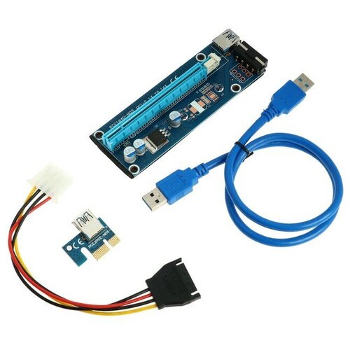 Переходник на видеокарту с USB3.0 на PCI-Ex 1x-16x, 164P-NO3, 4PIN, для майнинга