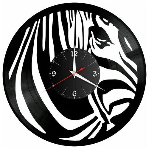 Часы из винила Redlaser "Зебра, полоски зебры, животное" VW-10934