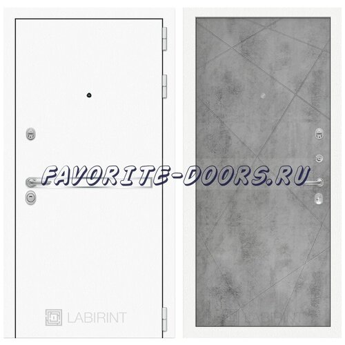 Дверь Лабиринт Лайн WHITE 24 - Бетон светлый металлическая (Сторона открывания: Правая, Размер короба - 960*2050 мм)