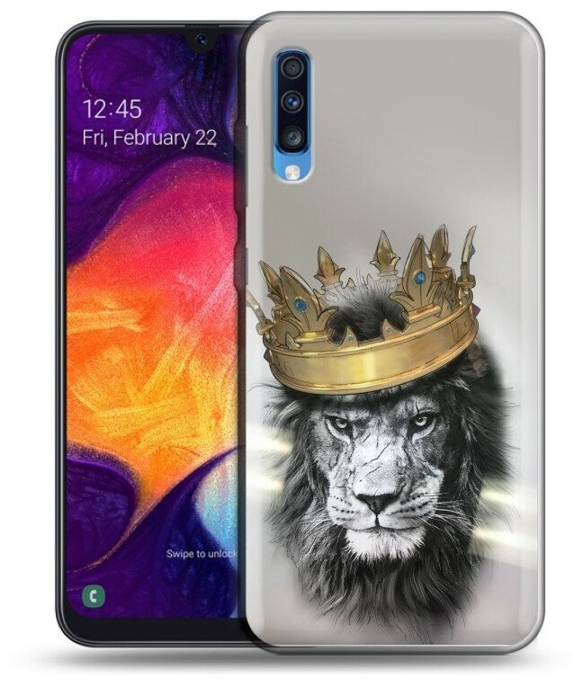 Дизайнерский силиконовый чехол для Самсунг Галакси А70 / Samsung Galaxy A70 Лев с короной