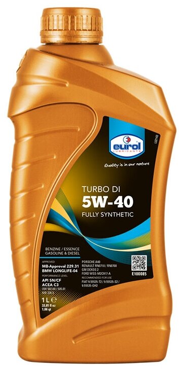 Синтетическое моторное масло Eurol Turbo DI 5W-40 Объем 1