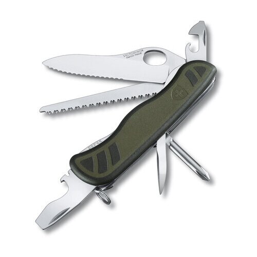 Нож Victorinox Soldiers Knife, 111 мм, 10 функций, зеленый victorinox чехол для swiss officers knife 111 мм толщина 3 уровня