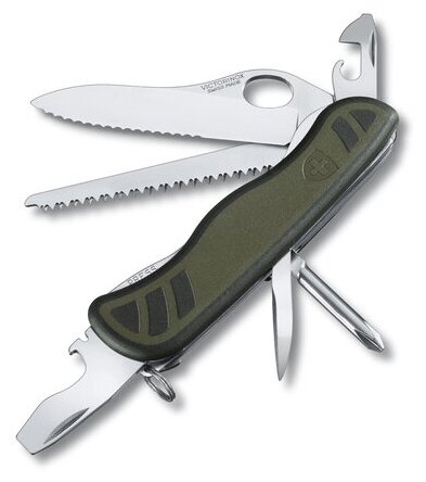 Нож Victorinox Soldiers Knife, 111 мм, 10 функций, зеленый