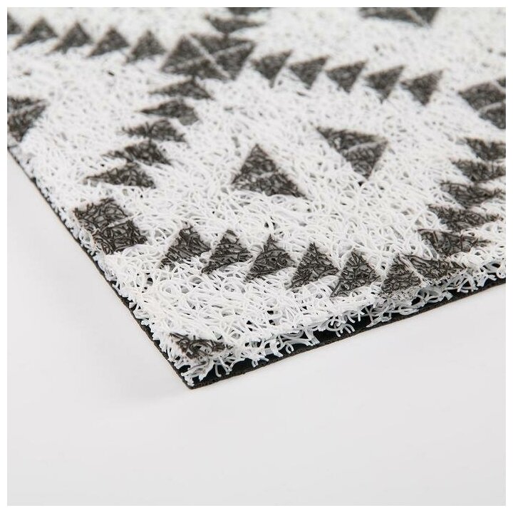 Коврик придверный грязезащитный Доляна «Ромбы», 45×75 см, цвет чёрно-белый - фотография № 4