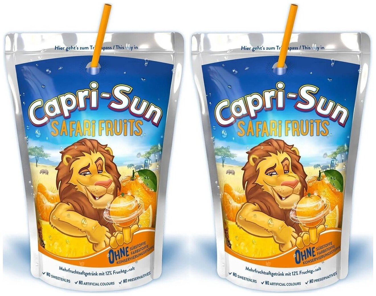 Фруктовый сок Capri-Sun Safari Fruits/ Капри-Сан Сафари фрукт 2 шт. 200 мл. (Германия)