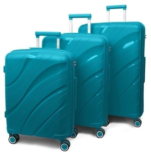 Умный чемодан Impreza, 3 шт., 100 л, размер S/M/L, бирюзовый, голубой