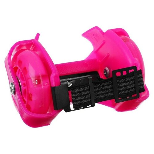 Ролики для обуви раздвижные мини колеса световые РU 70 мм ABEC 5 цвет розовый