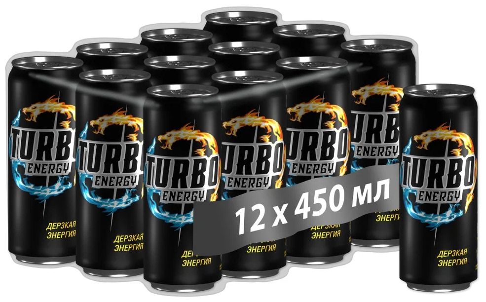 Энергетический напиток Turbo Energy, 0.45 л (12 шт в упаковке) - фотография № 1