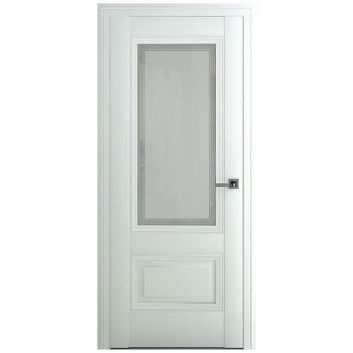 Межкомнатная дверь Турин В3 до Сатинато, Экошпон, матовый белый 2000*900.Комплект (полотно,коробка,наличник)