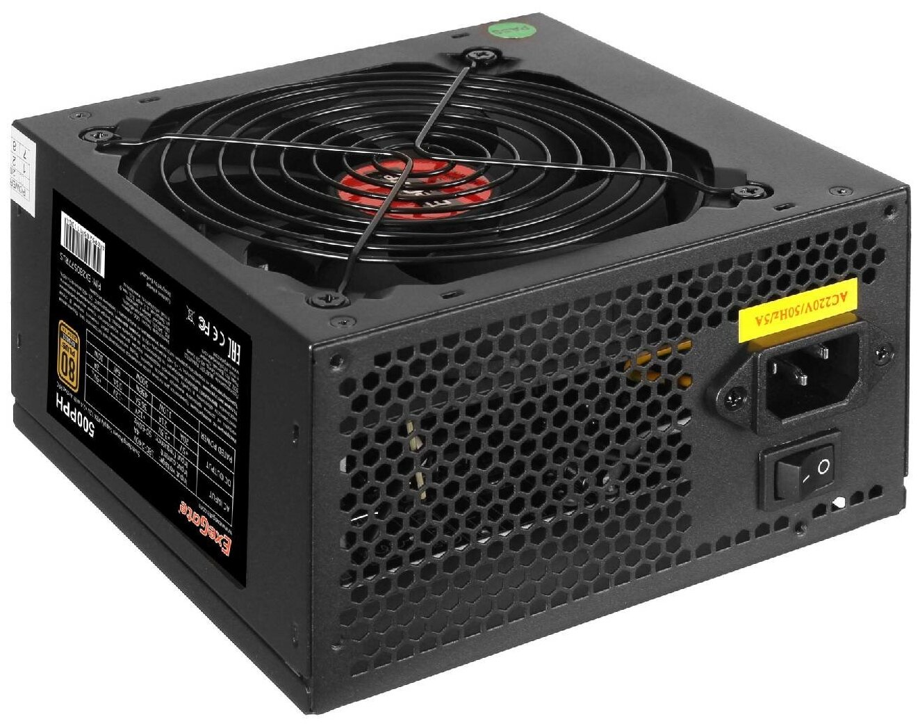 Блок питания 500W ExeGate 80 PLUS Bronze 500PPH-S-OEM ATX APFC КПД 85 80 PLUS BronzeSC 12cm fan 24pin 2x44pin 4xPCI-E 6xSATA 3xIDE кабель 220V с защитой от выдергивания black RTL EX280577RUS-OEM-S