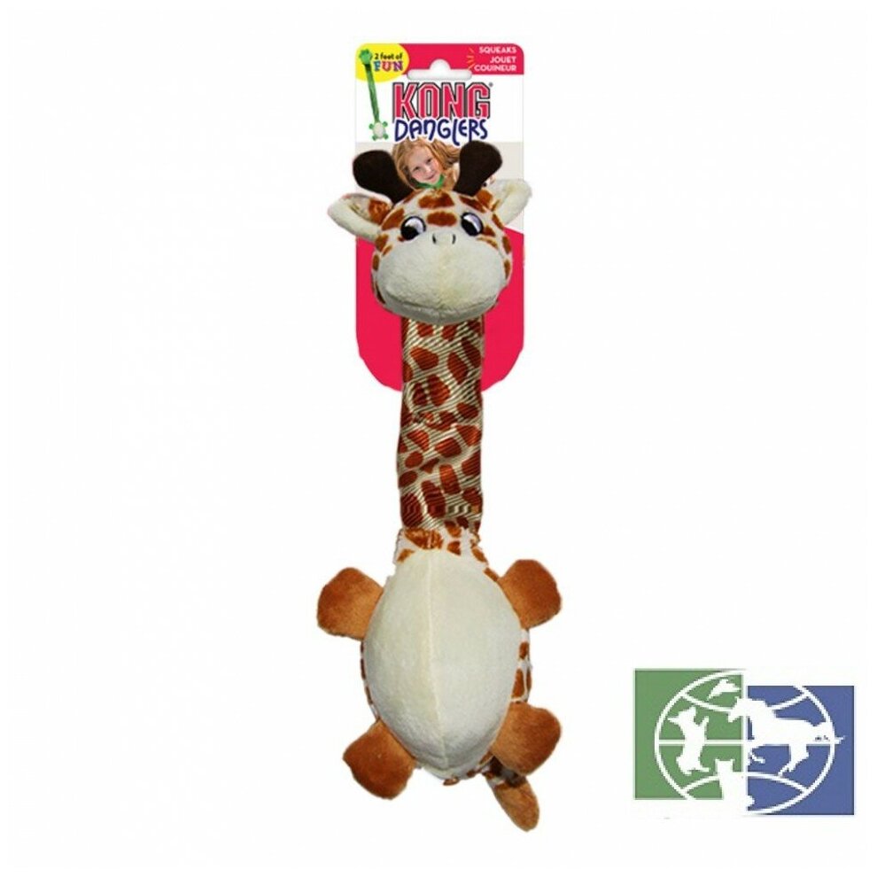 Игрушка для собак KONG Danglers Жираф с шуршащей шеей (RD12E), белый/бежевый - фотография № 17