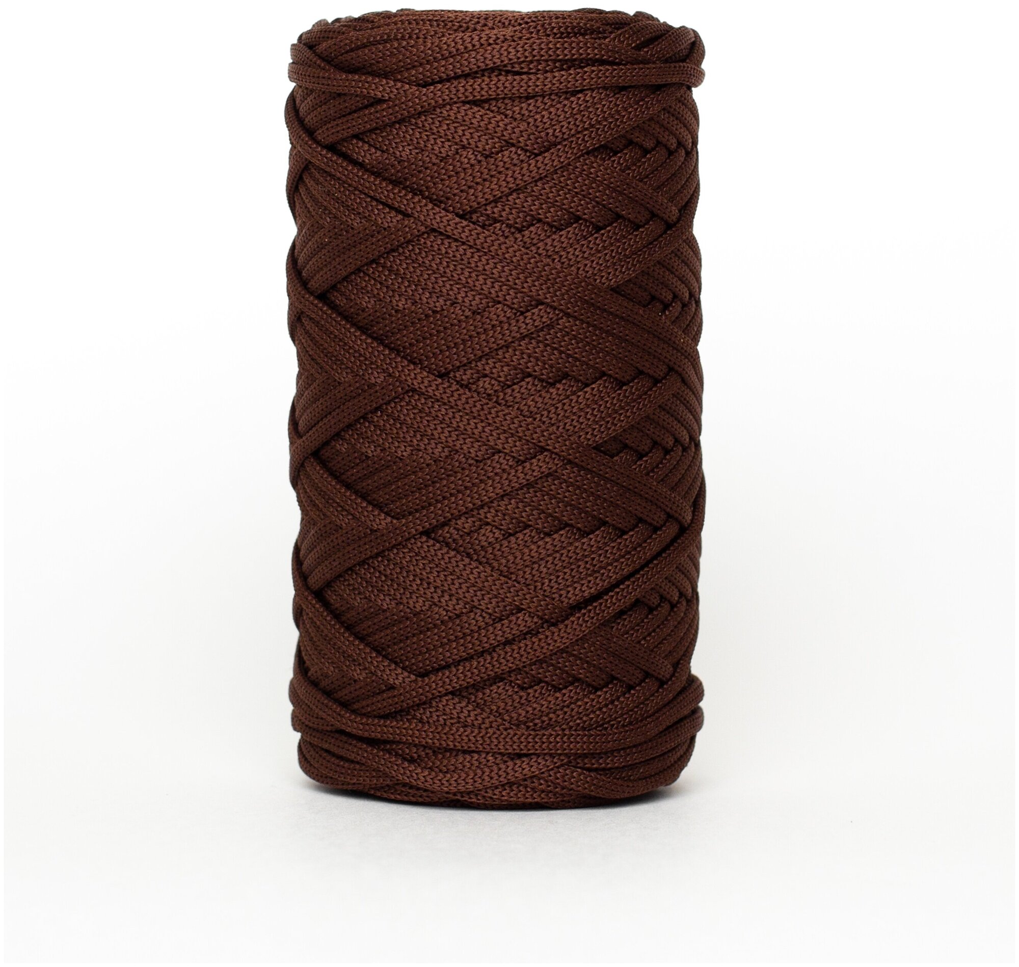 Шнур полиэфирный эльнить - 4 мм, 100 м, 100% полиэфир, без сердечника /шнур для вязания, рукоделия, макраме/"шоколад"