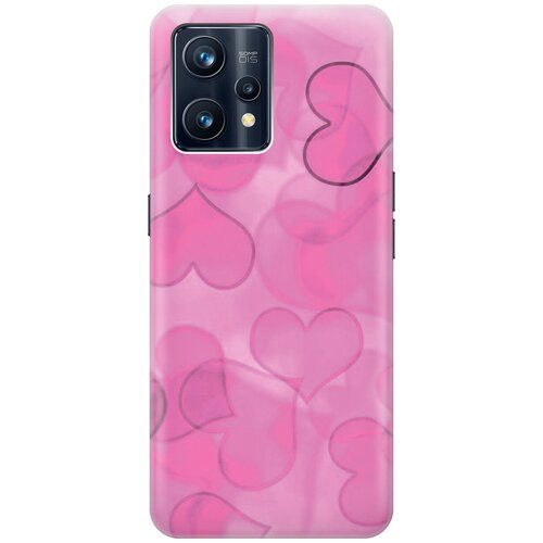 Силиконовый чехол на Realme 9 Pro+, Рилми 9 Про+ с принтом Розовые сердечки силиконовый чехол нарисованные сердечки на realme 9 pro рилми 9 про