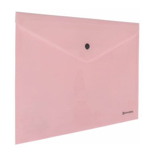 Папка-конверт с кнопкой BRAUBERG Pastel А4 до 100 листов непрозрачная персиковая 0 18 мм, 30 шт