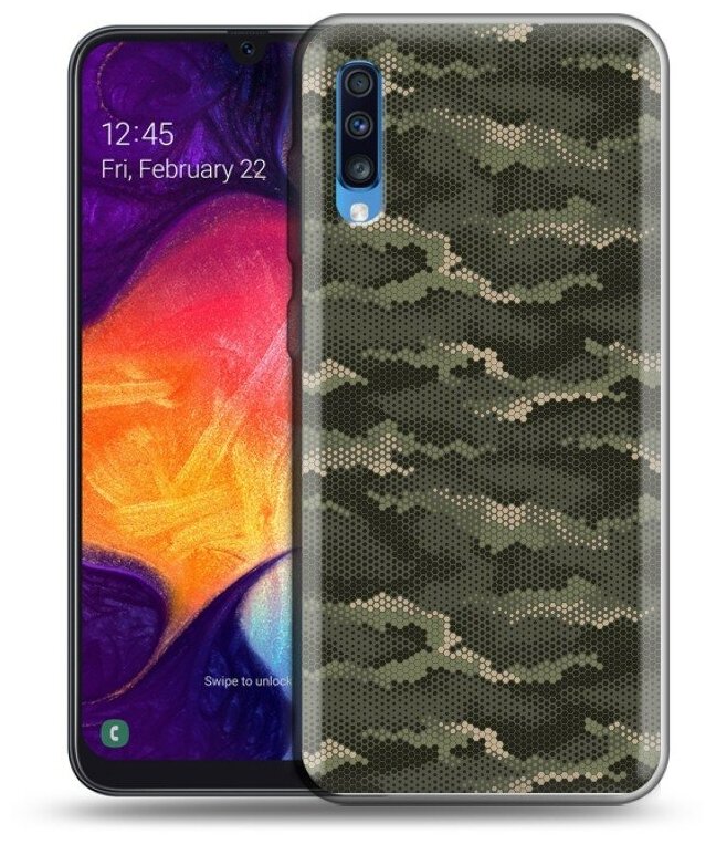 Дизайнерский силиконовый чехол для Самсунг Галакси А70 / Samsung Galaxy A70 Камуфляж