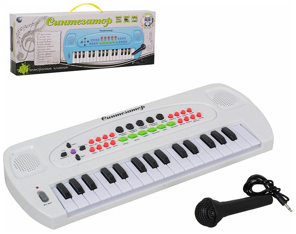 Детский музыкальный синтезатор Е-нотка с микрофоном 32 клавиши