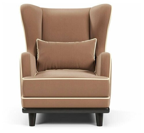 Кресло Оскар с кантом, 90х75х92 см, нераскладное, с подушками, с высокими деревянными ножками, max Brown M
