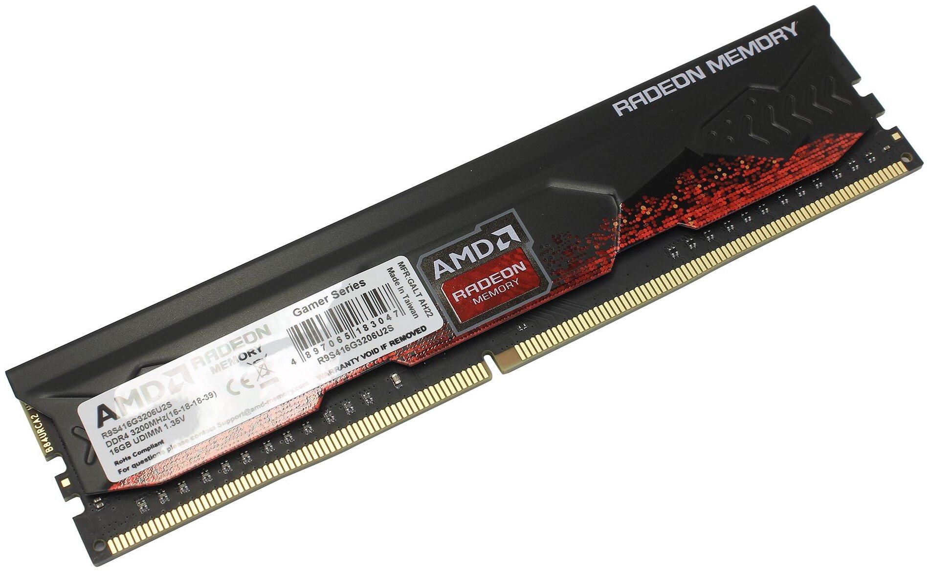 Память DDR4 16Gb 3200MHz AMD R9S416G3206U2S R9 RTL Gaming PC4-25600 CL16 DIMM 288-pin 1.35В с радиат