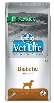 FARMINA VET LIFE CANIN DIABETIC для взрослых собак при сахарном диабете (12 кг) - фотография № 19