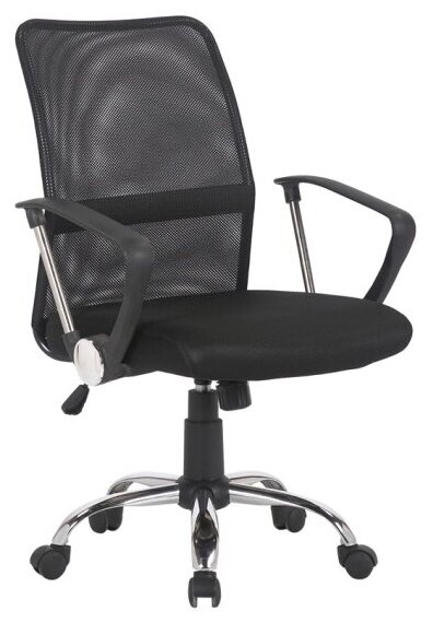 Кресло офисное Helmi HL-M09, ткань/сетка черная, механизм качания, хром