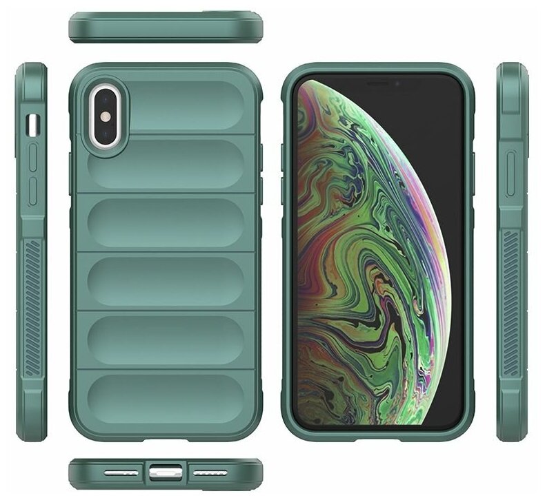 Противоударный чехол Flexible Case для iPhone X / XS зеленый