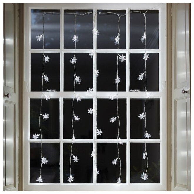 Kaemingk Гирлянда - занавес на окно Снежинки 1.2*1 м, 64 холодных белых LED ламп, прозрачный ПВХ, IP20 481561