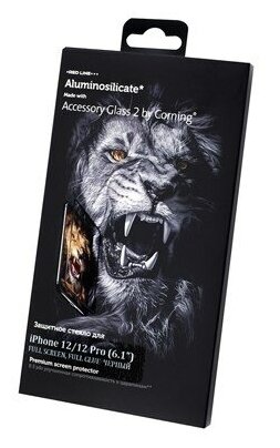 Стекло защитное Corning iPhone 12/12 Pro (6.1") Full Screen tempered glass FULL GLUE черный - фото №4